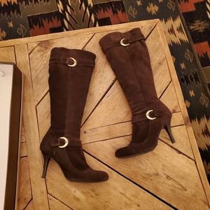 𝅺COLDWATER Creek Double Buckle Brown Boot With Yellowstone Vibes Size 8.5M